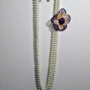 Aicon 1 Pc 15.5 inch Strand Faux Pearl Ivory White Rope Statement Necklace